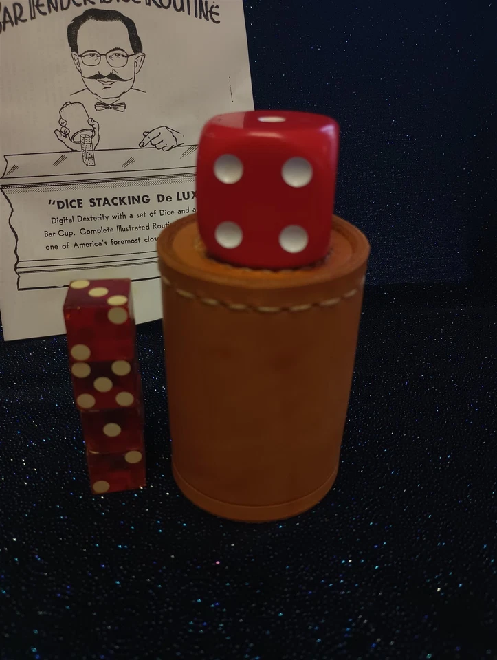 Würfel Stapelbar De LUXE Leder Bar Tasse Barkeeper Würfel Routine Senator Crandall - Bild 3 von 4
