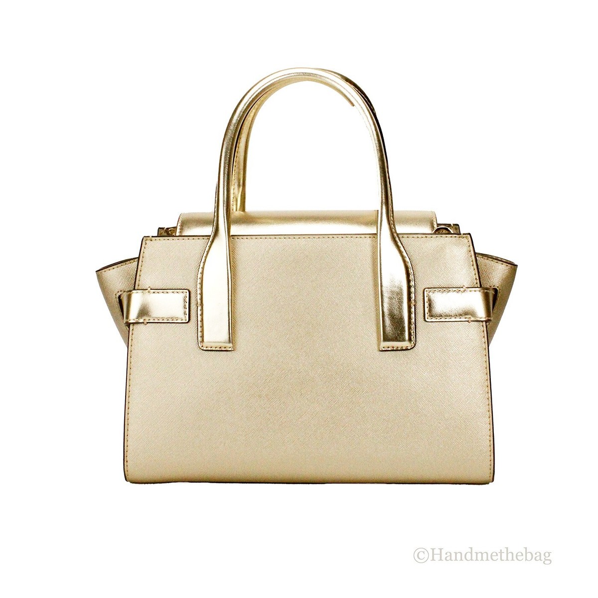 Michael Kors Carmen Medium Pale Gold Saffiano Leather Satchel  