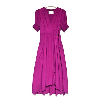 Anthropologie Maeve Breanna Wrap Dress Raspberry Pink Size 6 Resort  Bridesmaid | eBay