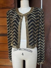 Vintage 80's/90's black and gold beaded silk evening bolero jacket