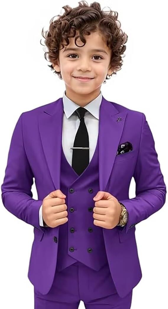 Boys Formal Suit Set Piece Peak Lapel Ring Bearer Suit Slim Fit