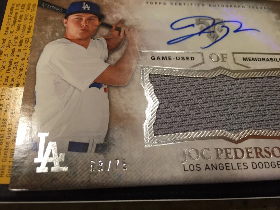 2015 Topps Triple Threads Unity Relic Autographs Sepia UAJRJP Joc Pederson 63/75 - Image 2 of 2