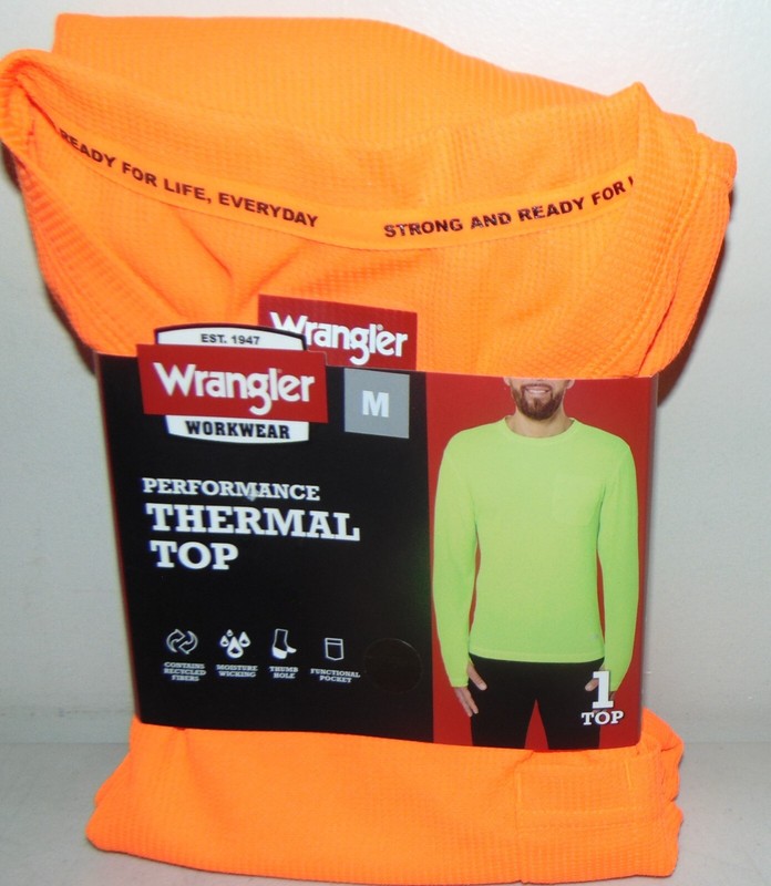 Men's ~ Wrangler Workwear ~ Performance Thermal Top ~ Safety Orange Medium