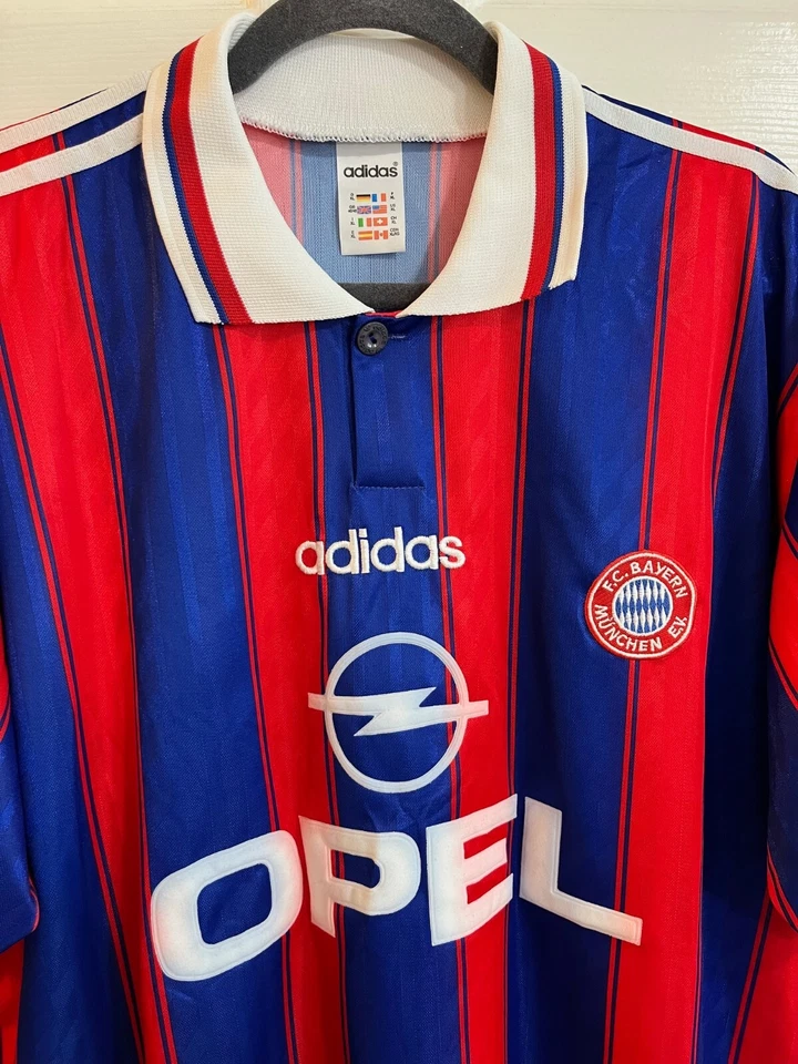 Vintage 90s Adidas FC Bayern Munich Jersey Shirt XL Red Blue Opel Sponsor Footba - Image 3 of 4