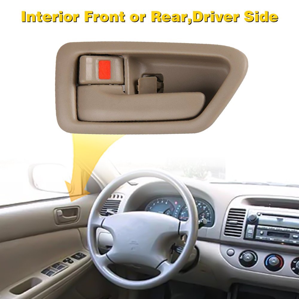 TRQ 2001 Toyota Camry Rear Driver Side Interior Door Handle & Bezel Kit DHA38996