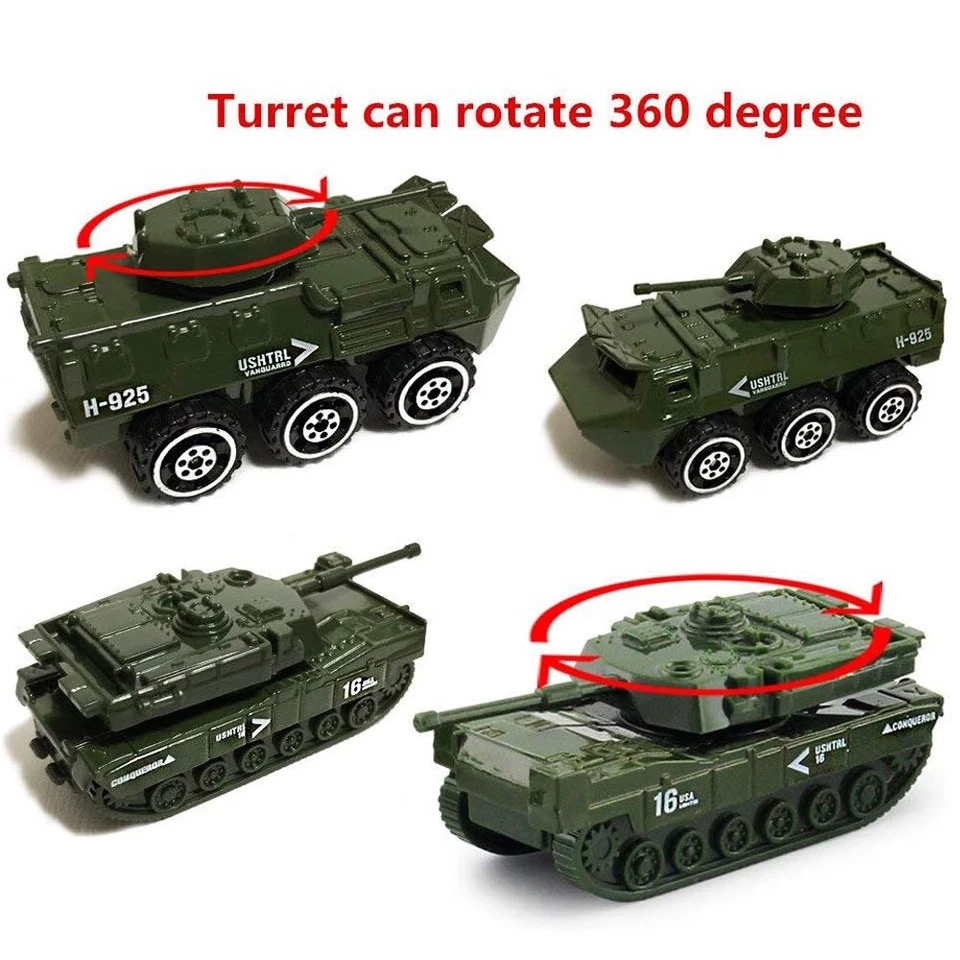 6PCS Military Vehicle Playset Diecast Army Tank Helicopter Toys for Boys Kids - Image 3 of 4