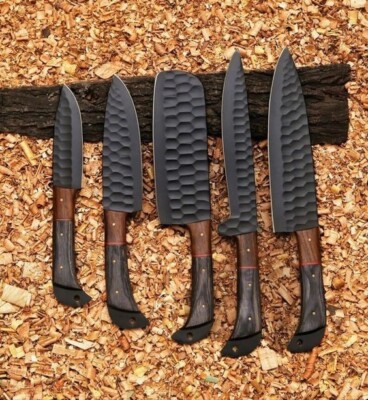 Custom Handmade Carbon steel forging Knives Set Wooden Handle ''Camping knives''