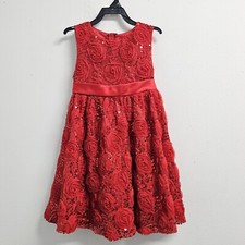 Rare Too Girls Dress Size 5 Red Sequin Rose Floral Special Occasion