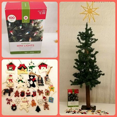 Artificial Christmas Tree 3 Natural Bark Alpine Lights Ornaments Topper Mint Ebay