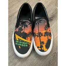 In N Out Burger Women’s Slip On Shoes Sz 8.5 Black Orange Canvas Casual Sneakers