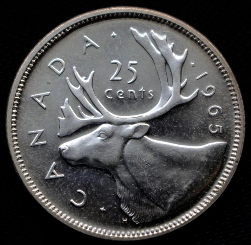 1965 Canada 25 CENT .800 PROOF-LIKE BRILLIANT UNC - Queen Elizabeth II