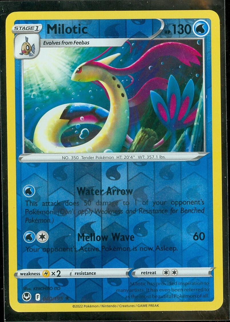 Pokemon MILOTIC 040/195 - Silver Tempest - RARE Rev Holo - - MINT