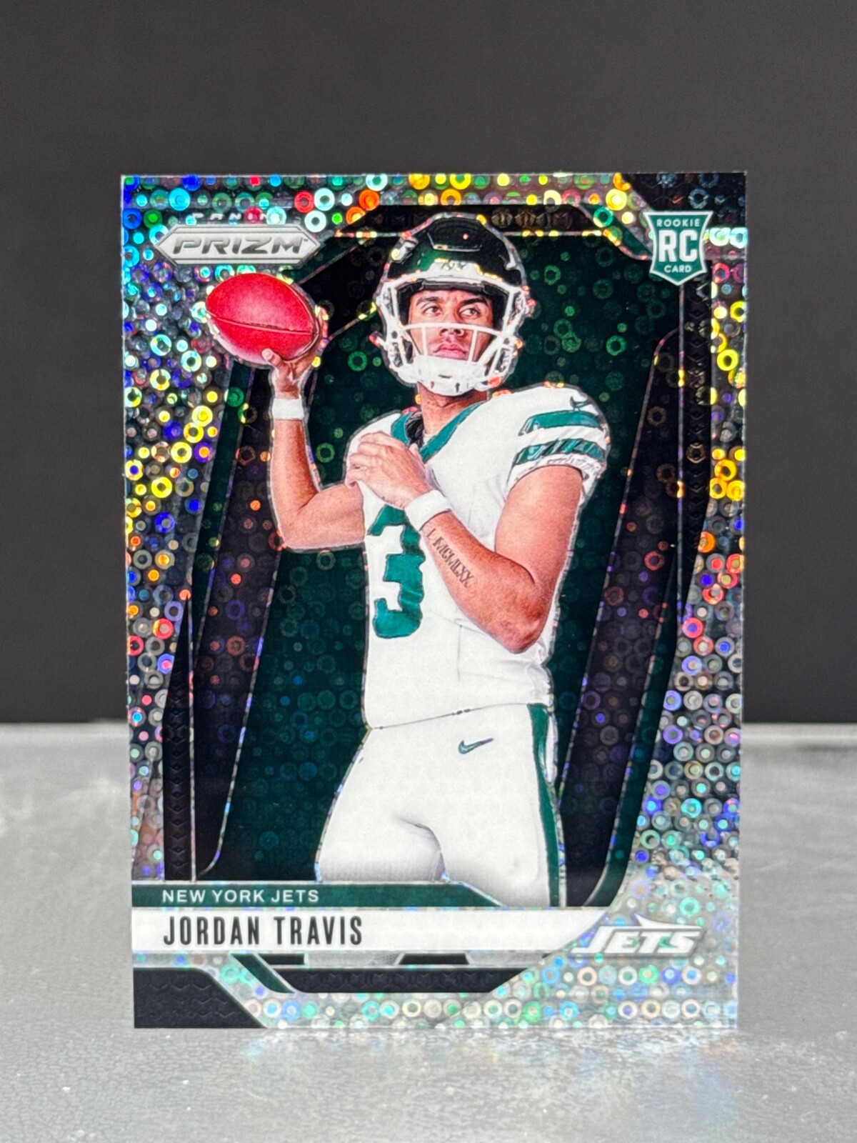 Jordan Travis Silver Disco 2024 Panini Prizm RC No Huddle Variation #22 Jets