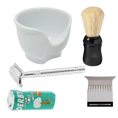 LA BARBIERA SPECIAL OFFER - Starter Shaving Kit | Double Edge Razor | Lather Bowl | Derby