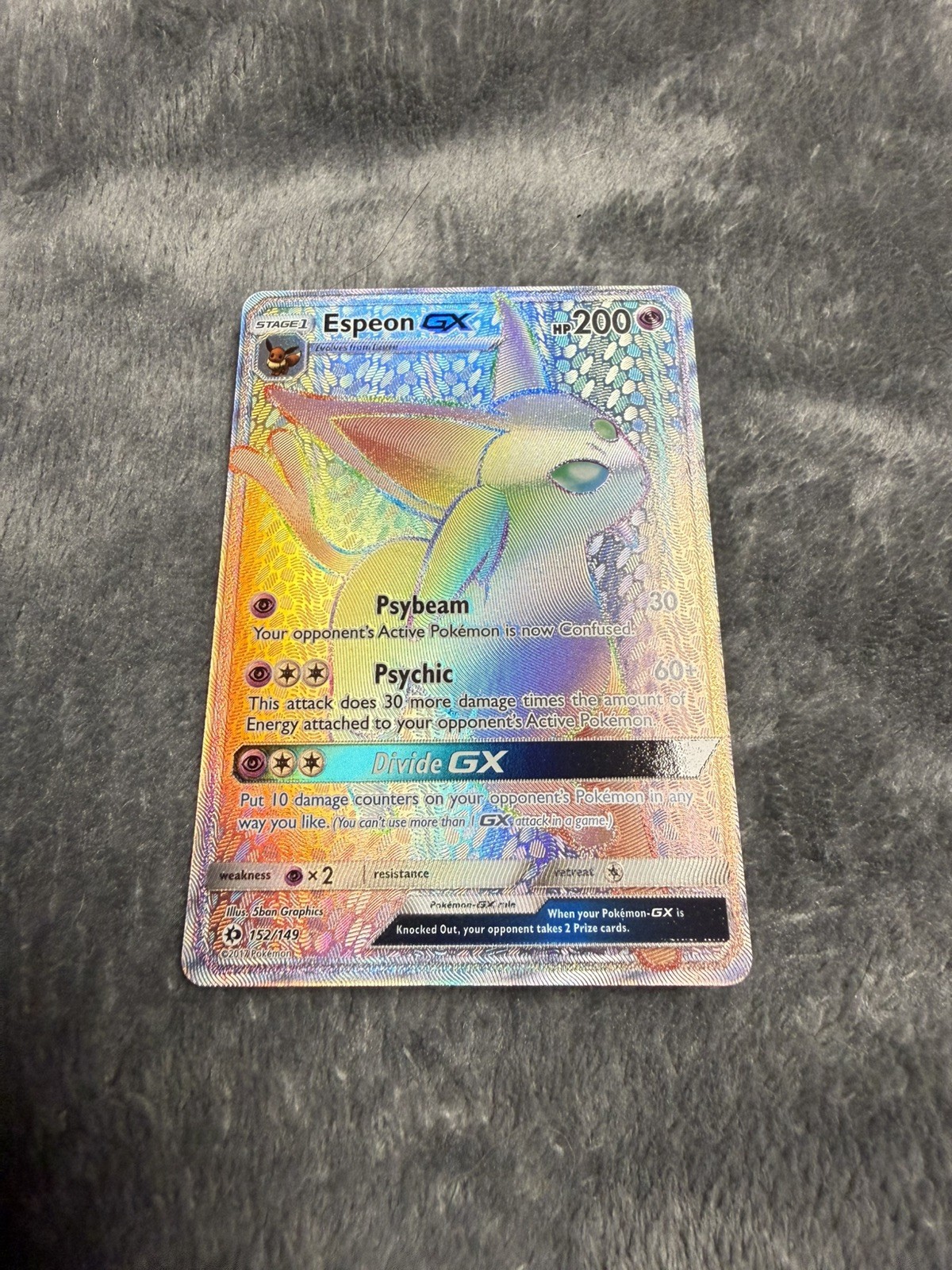 Espeon GX Sun & Moon Base Set 152/149 Pokemon Holo Secret Rare Rainbow