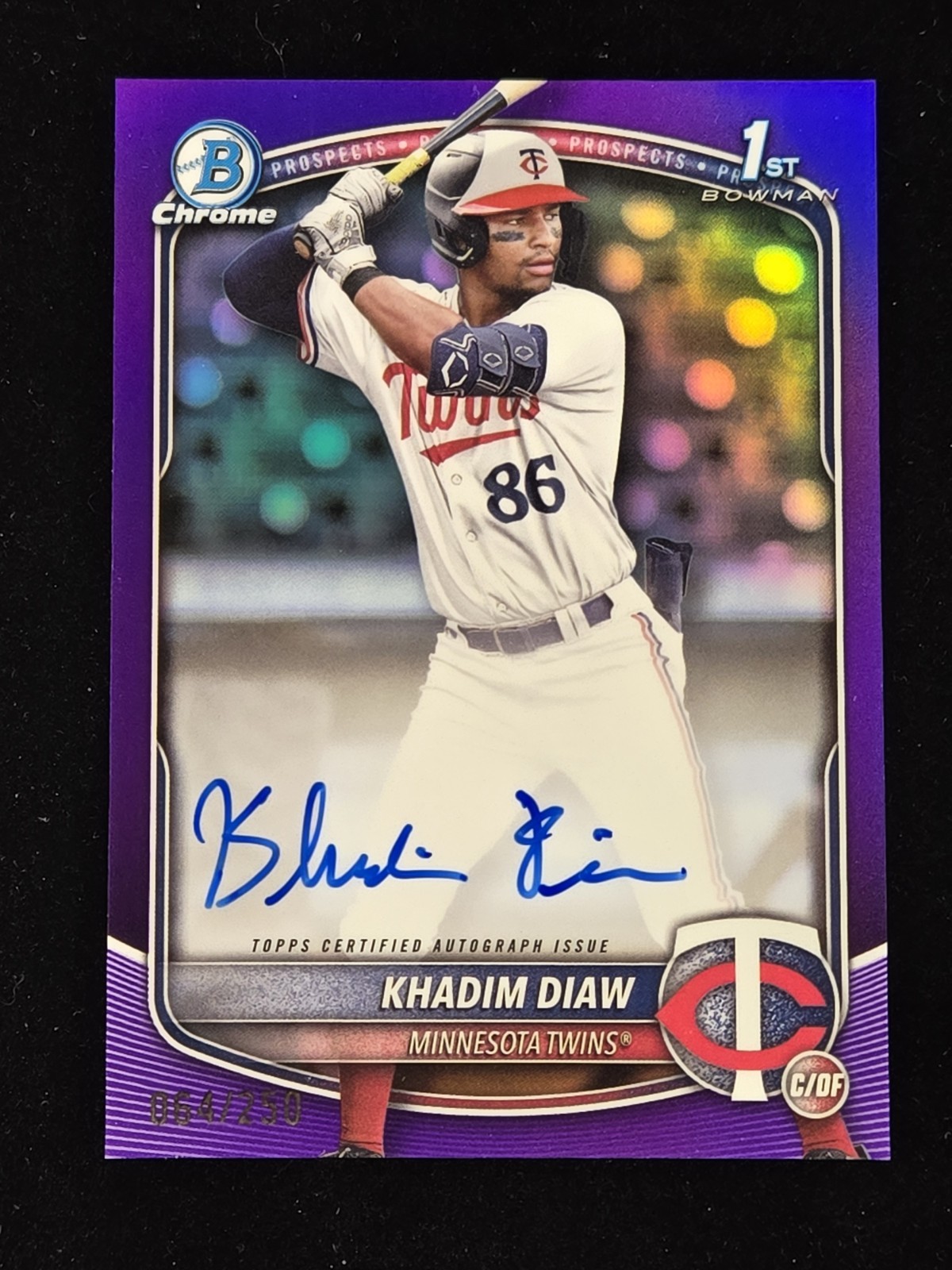 KHADIM DIAW 2025 Bowman Chrome #CPA-KDW 1st Purple Refractor Auto #064/250 Twins
