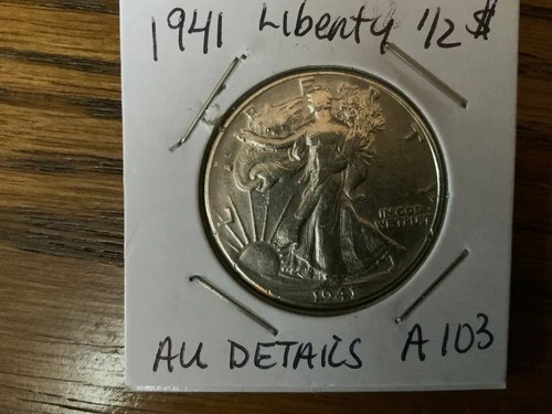 1941. Walking Liberty Half Dollar high grade AU details A103