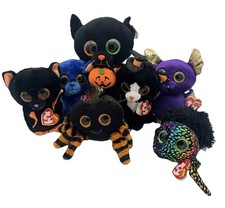 Ty Beanie Boos Lot Of 7 • Halloween Cats Bats Spiders • 6” & 9” Plush NWT