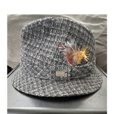 Dobbs Men's Fedora Hat Gray Harris Tweed Handmade Size 7 1/4
