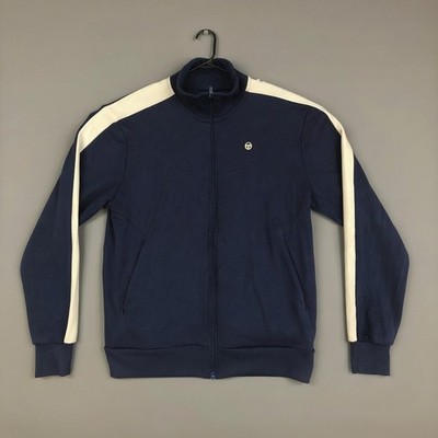 Sergio Tacchini Mens XXL Navy Blue Full Zip Sweatshirt French Terry Sportswear