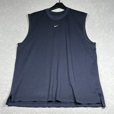 Vintage Nike Tank Mens Large Blue Center Swoosh Mesh Basketball Jersey Y2K