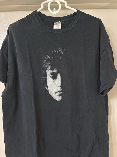 Bob Dylan T Shirt Men XL Black Graphic Portrait Band Tee Folk Rock Music