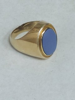 Gold 585 Ring Siegelring Herrenring mit Lagenstein hellblau 13 17 gramm