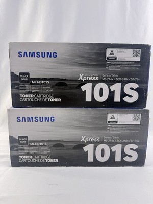 x2 Genuine OEM Samsung MLT-D101S Black Toner Cartridge - New Sealed