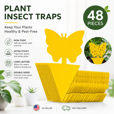 48PCS Fruit Fly Trap Sticky Gnat Traps for Indoor Plants Fungus Gnat Killer
