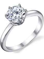 1.25 Carat Round Brilliant Cubic Zirconia CZ Sterling Silver 925 Engagement ring