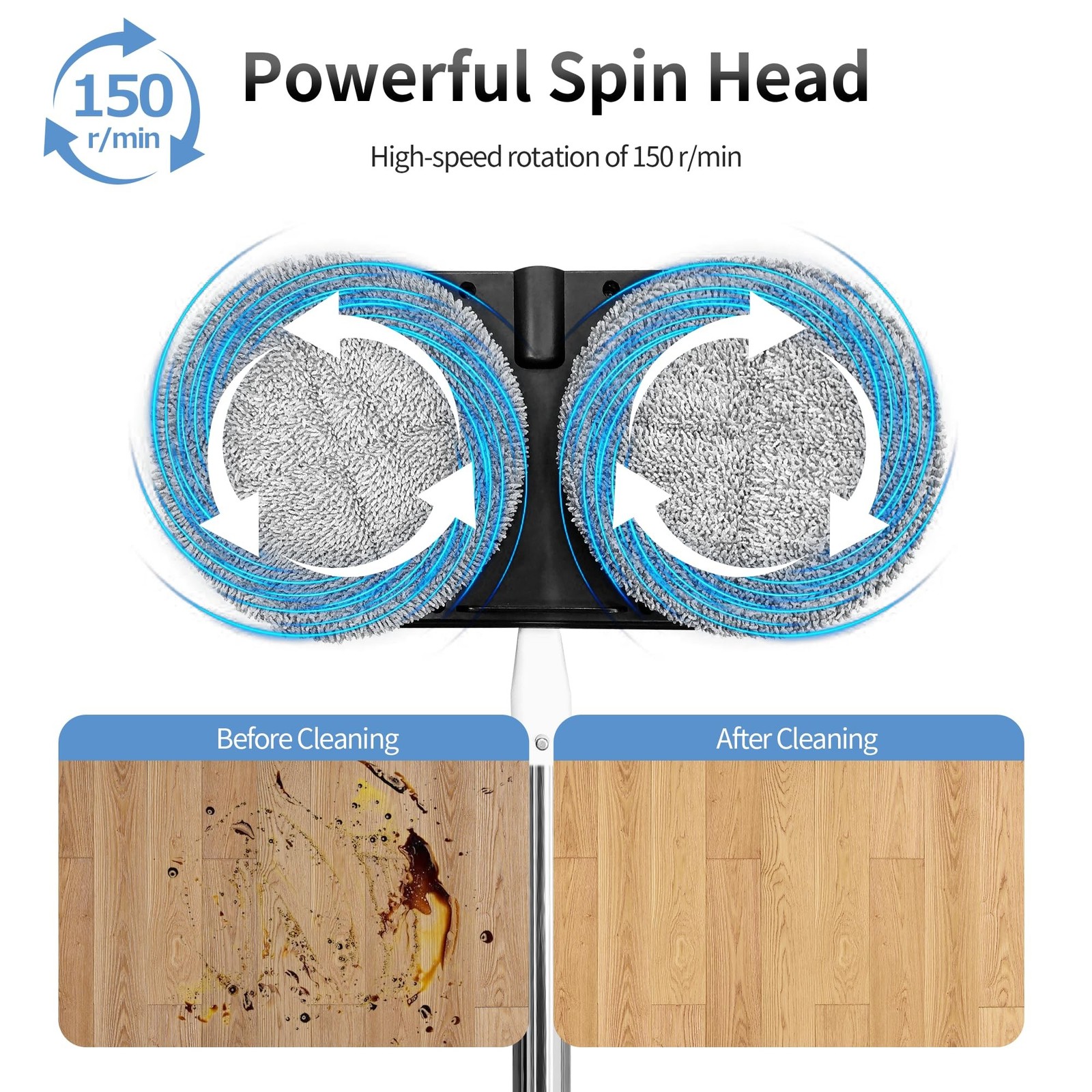 AlfaBot WS-24 Cordless Electric Mop, Electric Spin Mop for Floor Cleaning, wi...