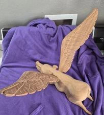 Vintage Flying Pig Hand Carved Wooden Flying Pig READ