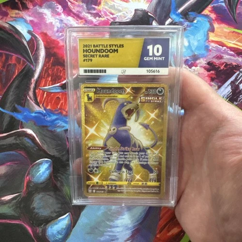 Pokemon 2021 Battle Styles Houndoom Gold Card 179/163 ACE 10 graded