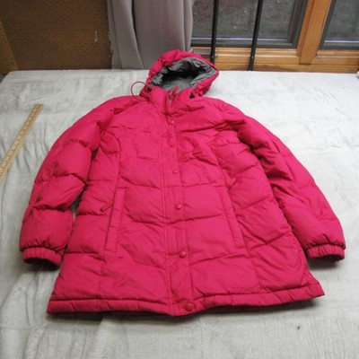 LL Bean Down Jacket Womens Medium Pink Hooded Insulated Winter Thick Puffer