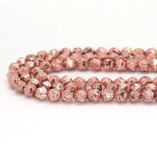 Diamond Cut Rose Gold Lava Beads, Sku#S154