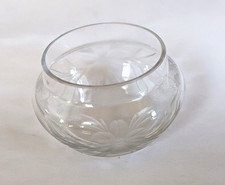 Tiny Salt Bowl Etched Glass Trinket Container