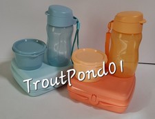 Tupperware Sandwich Keeper Snack Cup Eco Botella 2 Juegos de Almuerzo Azul Acogedor Rosado ++