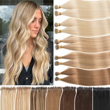 Mini Nano Ring Tip Hair Extensions Real Remy Human Hair Micro Loop Link Beads