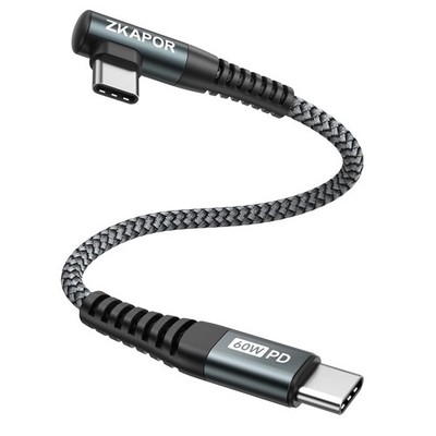 USB C auf USB C Kabel Kurz 30cm,USB C Kabel 90 Grad Winkel Schnellladekabel 60W