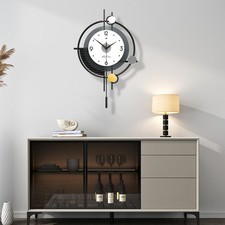Wanduhr Groß Modern, 58CM Wanduhr Wohnzimmer ohne Tickgeräusche,Wanduhren