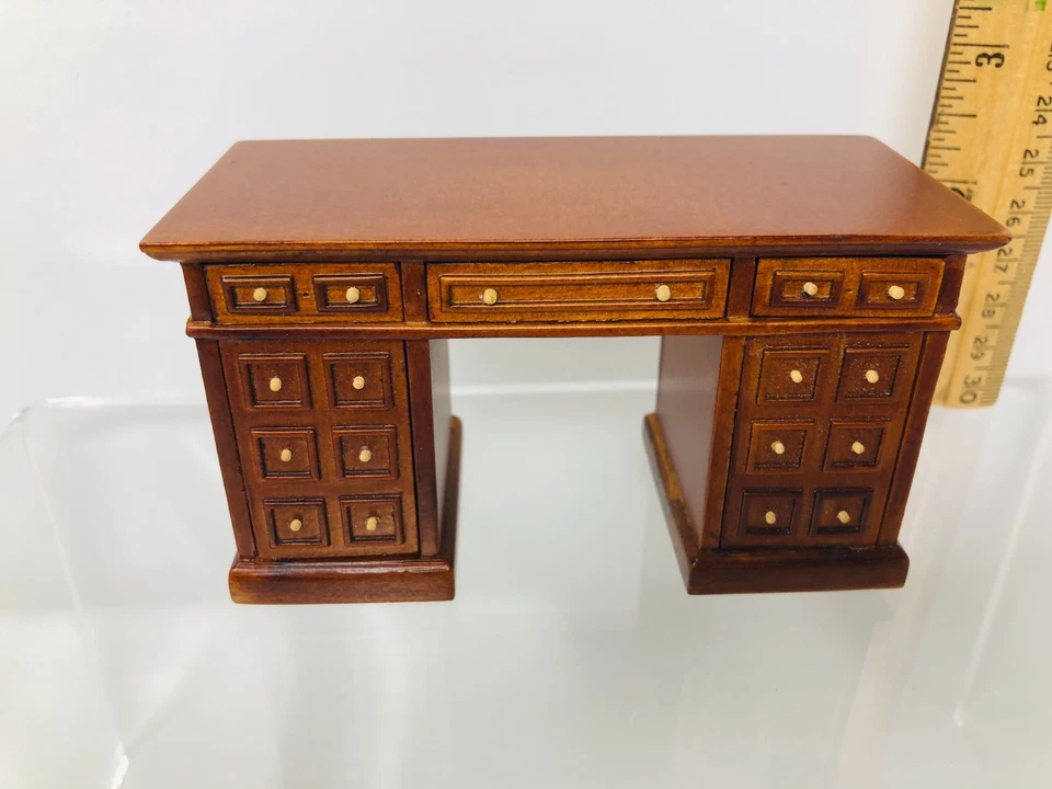娃娃屋BESPAQ木质合作伙伴桌面4.5 x 2.5英寸微型1:12复古~1侧开口 — 第 2/4 张图片