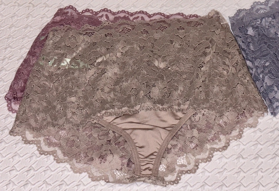 HONEYDEW INTIMATES 3 Pk Festoneado Encaje Malva Azul Taupe Calzoncillo Panty Para Mujer S M L Foto 2 de 4