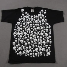 Vntg Fashion Victim Shirt L Large Y2K Punk Skulls  Metal Gothic AOP Black