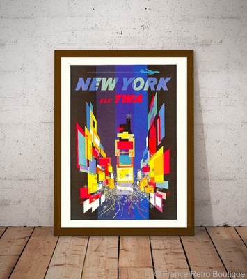 Fly TWA New York Vintage Air Travel Poster
