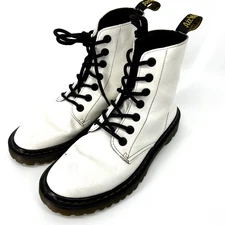 Dr. Martens Luana White T Lamper 7 Hole Combat Boots Women's Size 8