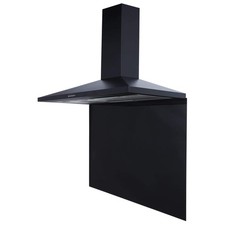 100cm Black Chimney Kitchen Cooker Hood Extractor Fan And Glass Splashback