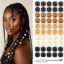 95 Pcs Wood Hair Beads for Braids  Dreadlocks, 12X11mm Natural Wooden