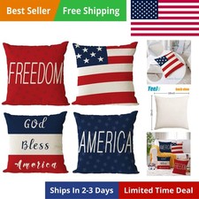 Set of 4 Patriotic Throw Pillow Covers 18x18 4th of July Pillow Covers Memori...