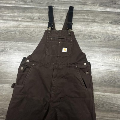 Carhartt Bib Overalls Mens XL Regular Brown Insulated 3M Thinsulate 104031-DKB