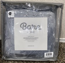 Brand New Sealed Grey Microplush Twin/Twin XL Fleece Blanket by Bare Home